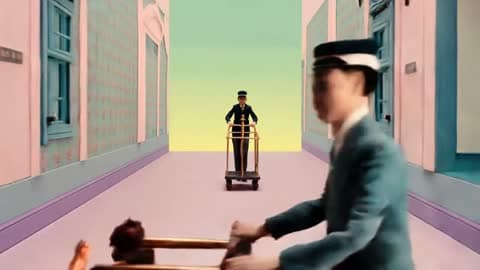 Pastel ranglardagi simmetrik mehmonxona treyleri