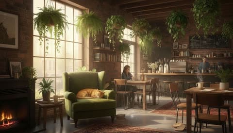 Kafe surati Ghibli uslubidagi animega